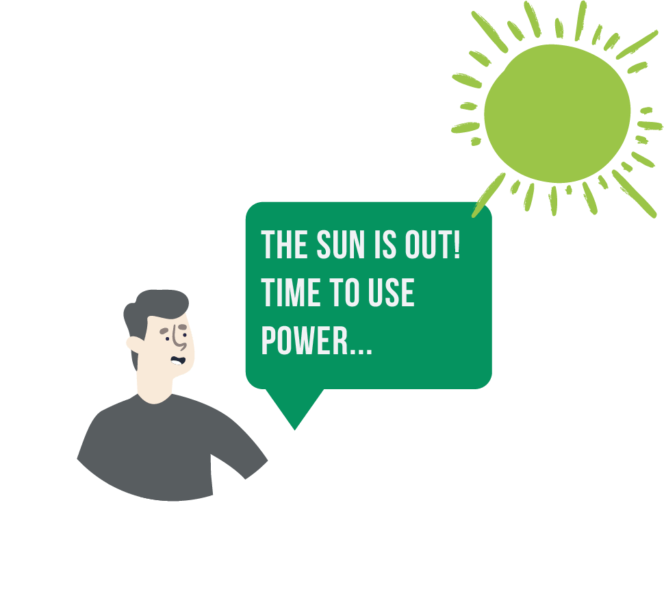 sun shining and person realising it's the best time to use solar electricity to maximise savings