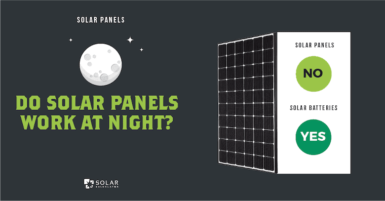 This image shows that solar panels do not work at night but that it is possible to use solar energy at night with a solar battery.